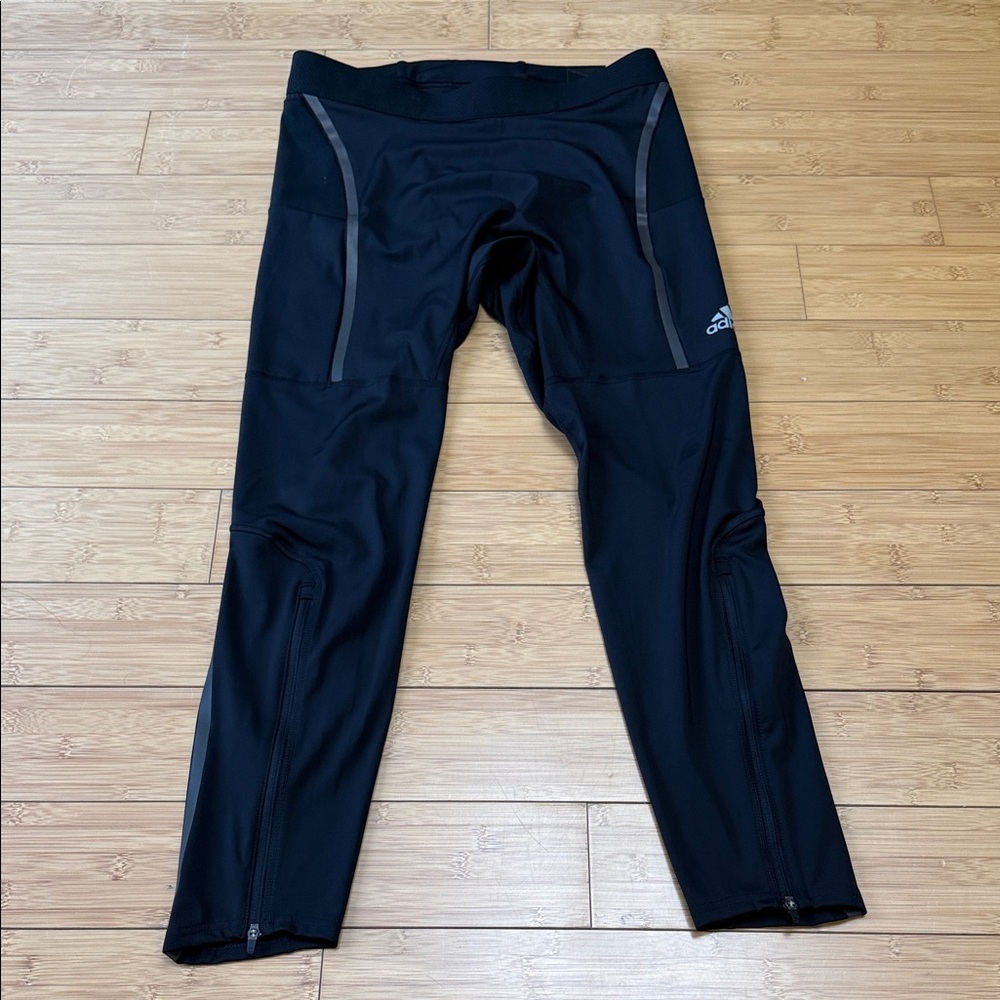 ADIDAS Saturday Tight Compression Black Long Running Tights Pants NEW Mens Large